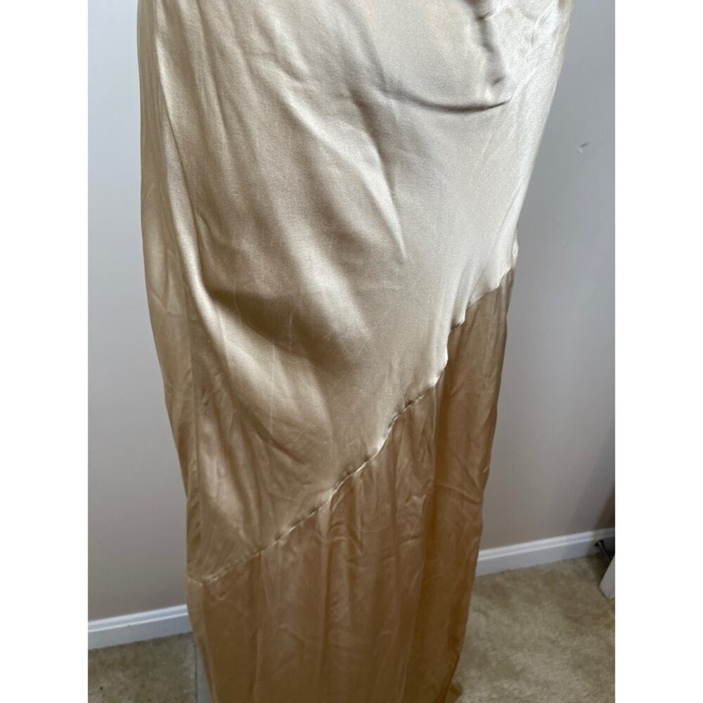 RETROFETE Emery Crystal Embellished Silk Nude Gold Maxi Dress Size Medium - Picture 7 of 11